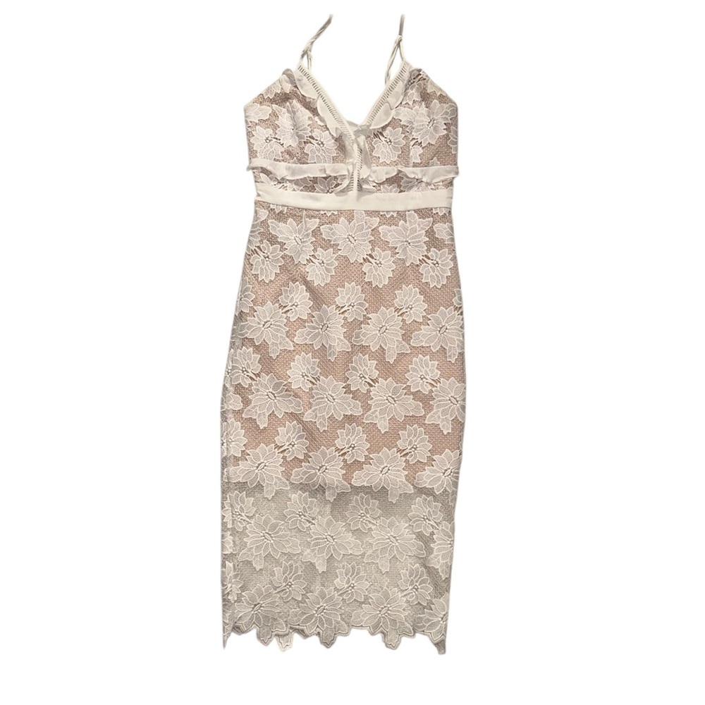 Bardot ~ Vienna Lace Overlay Women’s Off-White/Nude Midi Dress ~ Size 4 - Picture 6 of 13